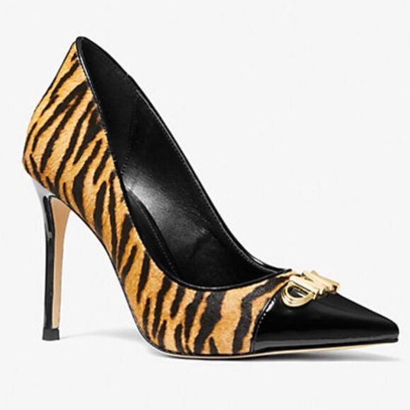 MICHAEL Michael Kors Parker Tiger-Print Calf Hair Pumps Marigold ⭐️ rare ⭐️ - Picture 2 of 4